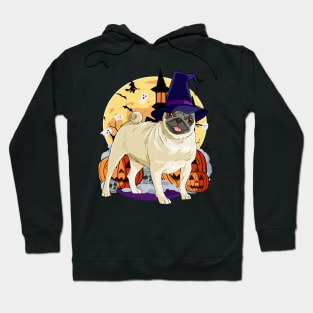 Pug Witch Pumpkin Happy Halloween Hoodie